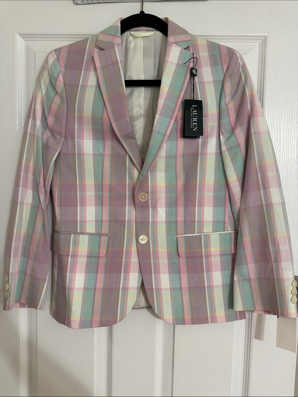 Lauren Ralph Lauren Pastel Plaid Blazer - Pink, Mint, Yellow